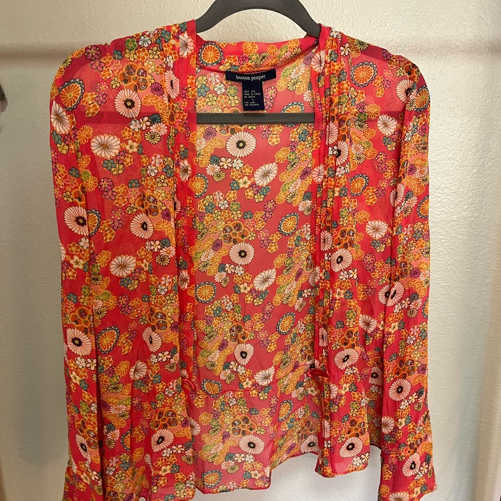 Vintage Boston Proper Sheer Floral Longsleeve